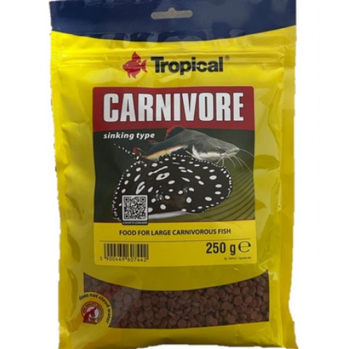 TROPICAL- CARNIVORE 250G DİP YEMİ KEDİ VE KÖPEK BALIKLARI İÇİN TROPICAL- CARNIVORE 250G DİP YEMİ KEDİ VE KÖPEK BALIKLARI İÇİN